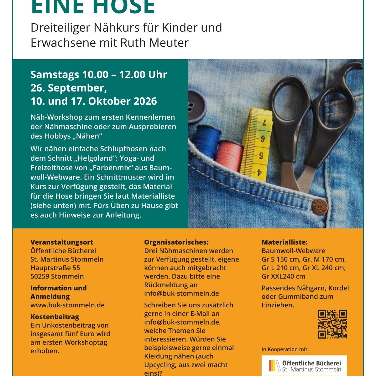 26-0110 buk Plakat Nähkurs Hose