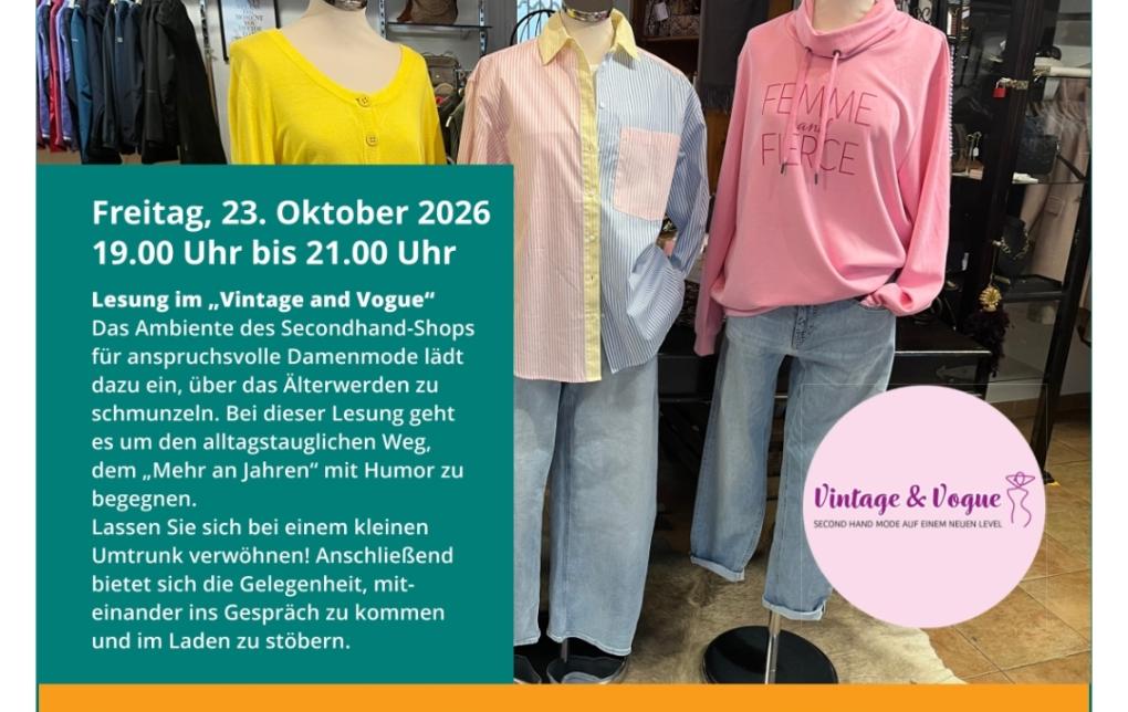 26-0120 buk Plakat Lesung Vintage und Vogue Älterwerden