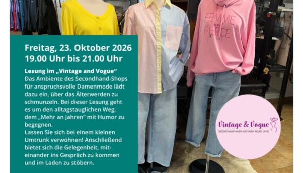 26-0120 buk Plakat Lesung Vintage und Vogue Älterwerden