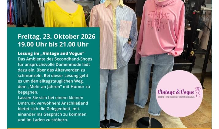 26-0120 buk Plakat Lesung Vintage und Vogue Älterwerden