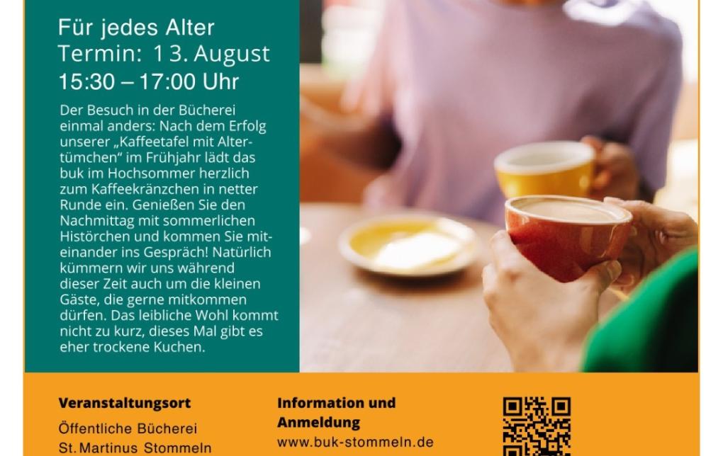 Kaffeekraenzchen zwischen Buechern