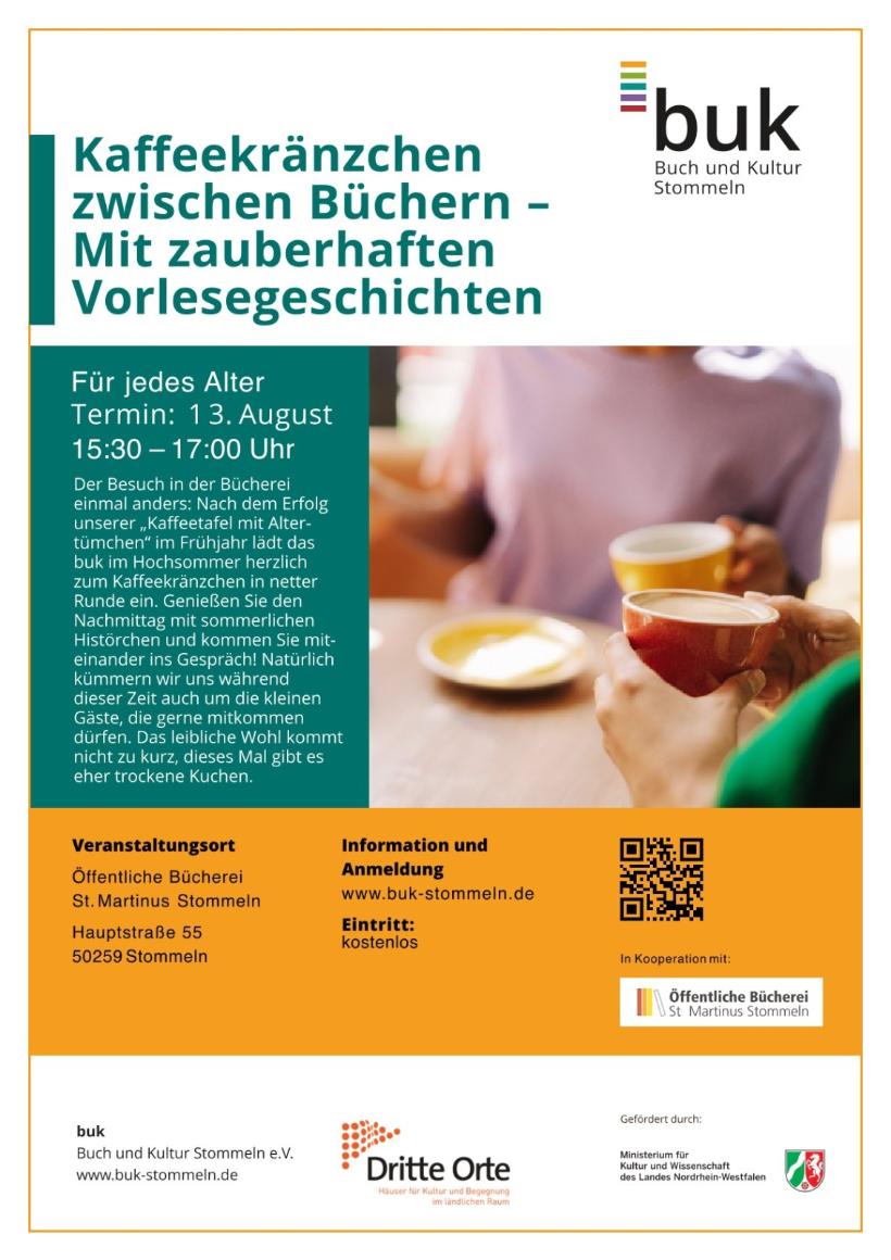 Kaffeekraenzchen zwischen Buechern