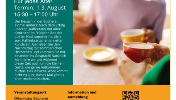 Kaffeekraenzchen zwischen Buechern