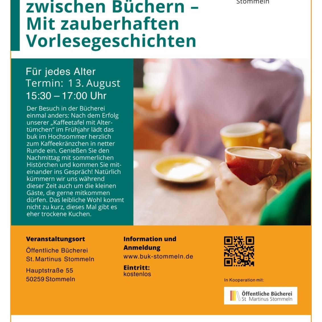Kaffeekraenzchen zwischen Buechern