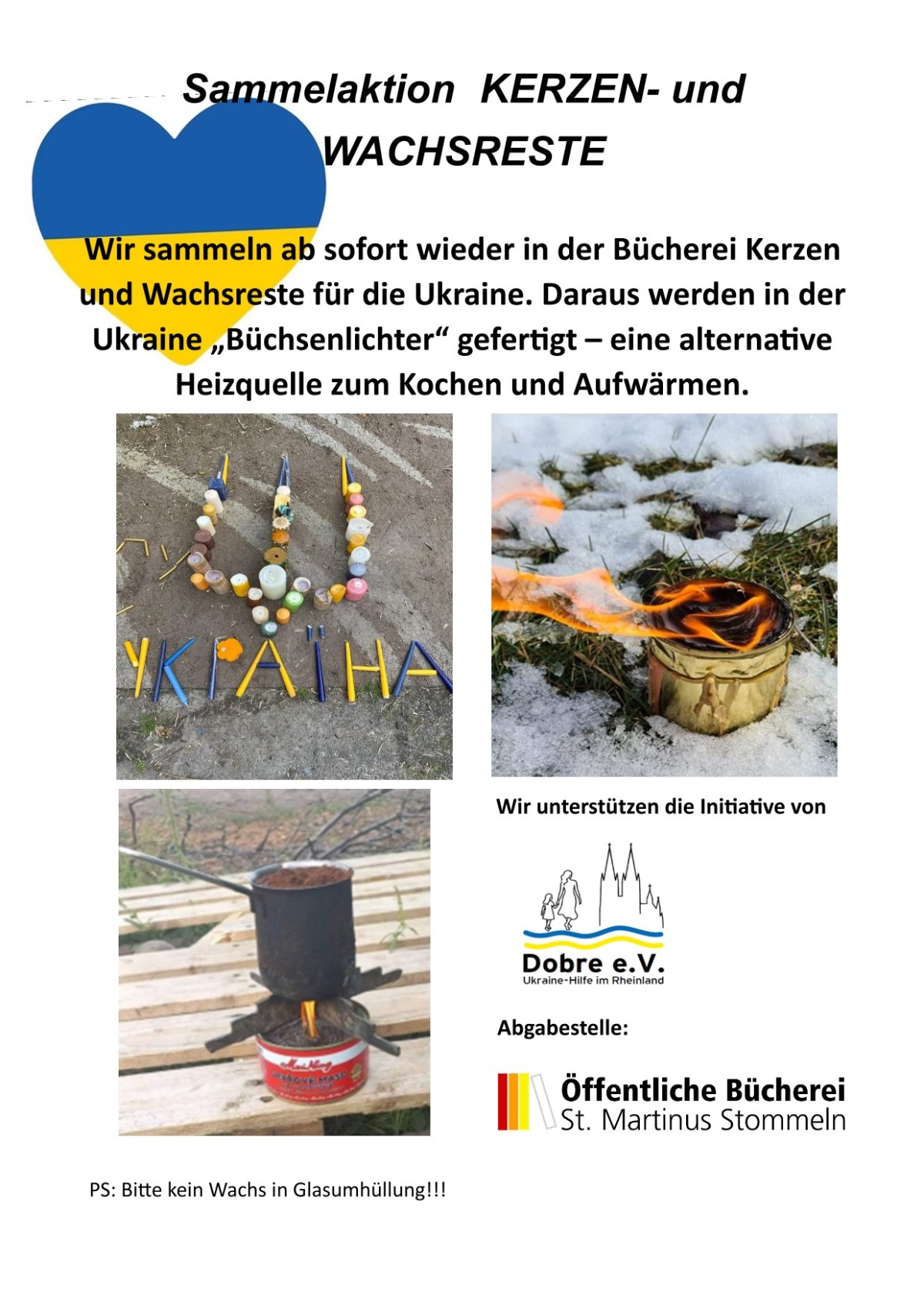 Kerzenwachssammlung für die Ukraine