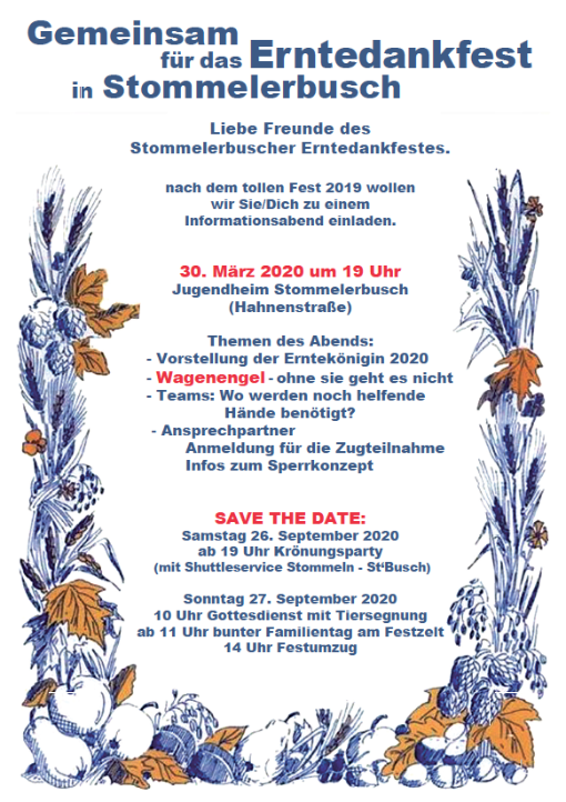 Abgesagt Informationsveranstaltung Erntedankfest